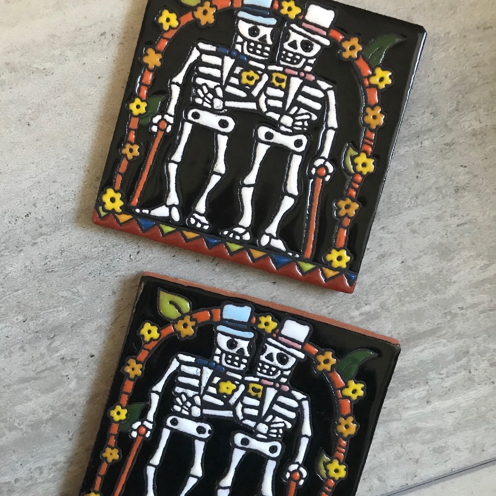 Gay Wedding Gift : Mexican Day of the Dead Tiles